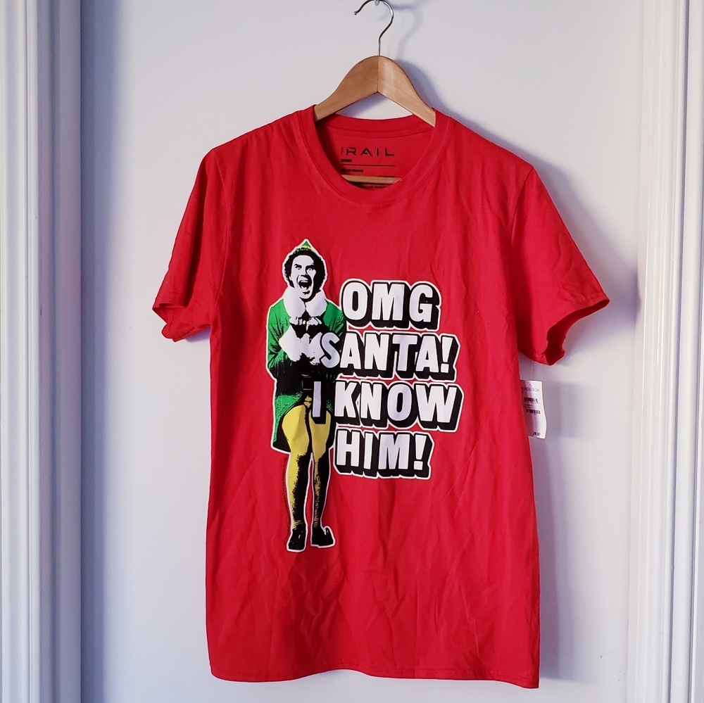 The Rail Elf Red Holiday Graphic T shirt